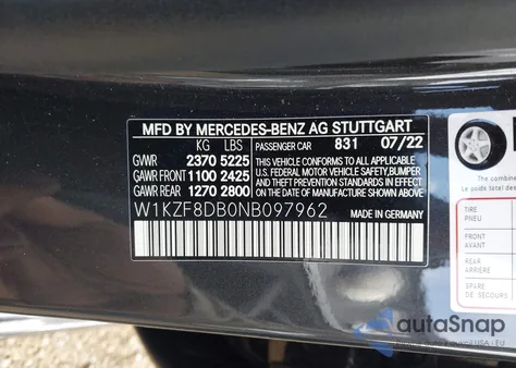 2022 Mercedes-Benz E 350 from USA, damaged, VIN W1KZF8DB0NB097962